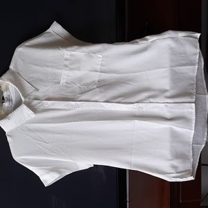MISSLOOK white button down blouse, size large, cap sleeves